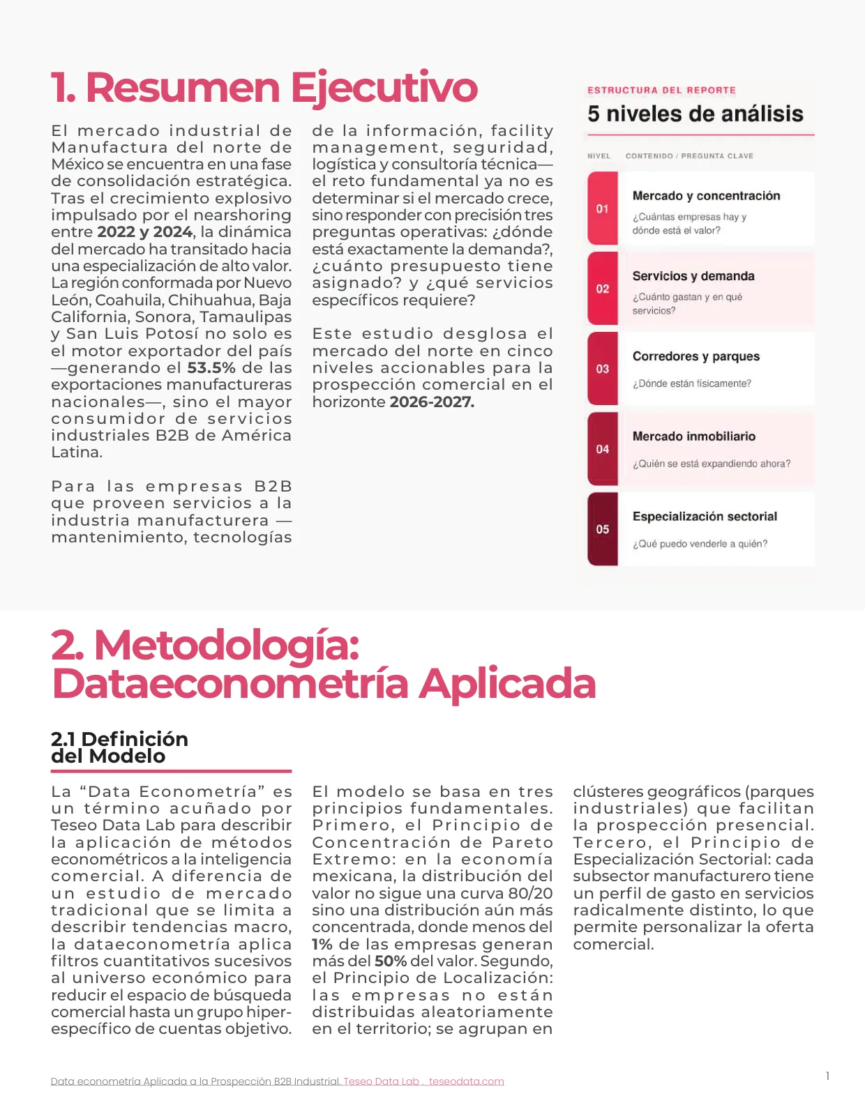 Página 2: índice, resumen ejecutivo y metodología dataeconométrica